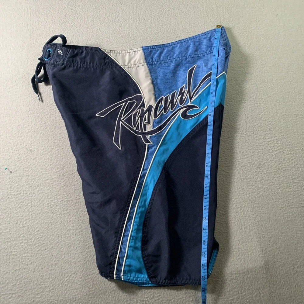 Rip Curl Vintage Y2k Board Shorts Mens Blue Surf 36x11 90s Cargo Baggy
